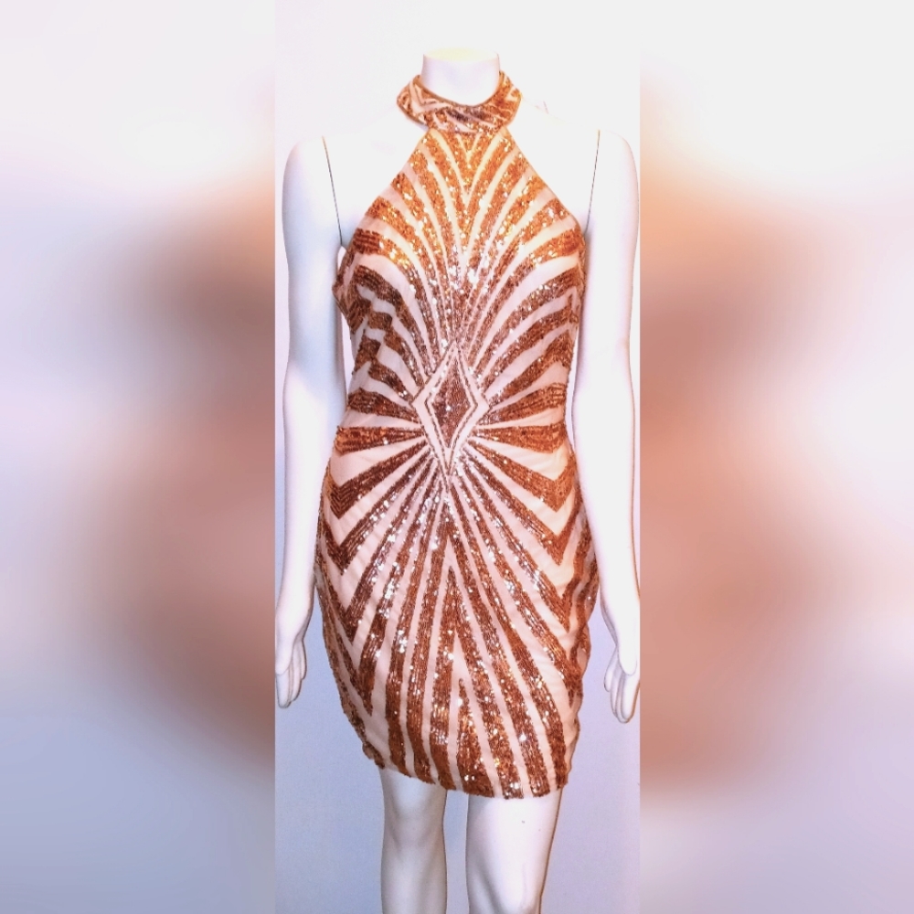 Gold sequin cocktail dress